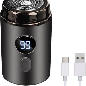 Electric Mini Razor Pockets Shaver for Men,Floating Big Shave Head Quick Shave, Waterproof IPX7 Mini Portable Shaver,USB C Charge LED Power Display Mini Trimmer, Great for Travel,Car,Home Use (Gray)