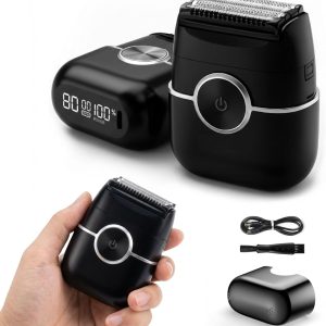 Electric Razor for Men, Portable Foil Shaver with Beard Trimmer, USB-C Fast Charging, IpX7 Waterproof Wet/Dry, Mini Pocket Travel Shaver for Home, Gym and Trips.