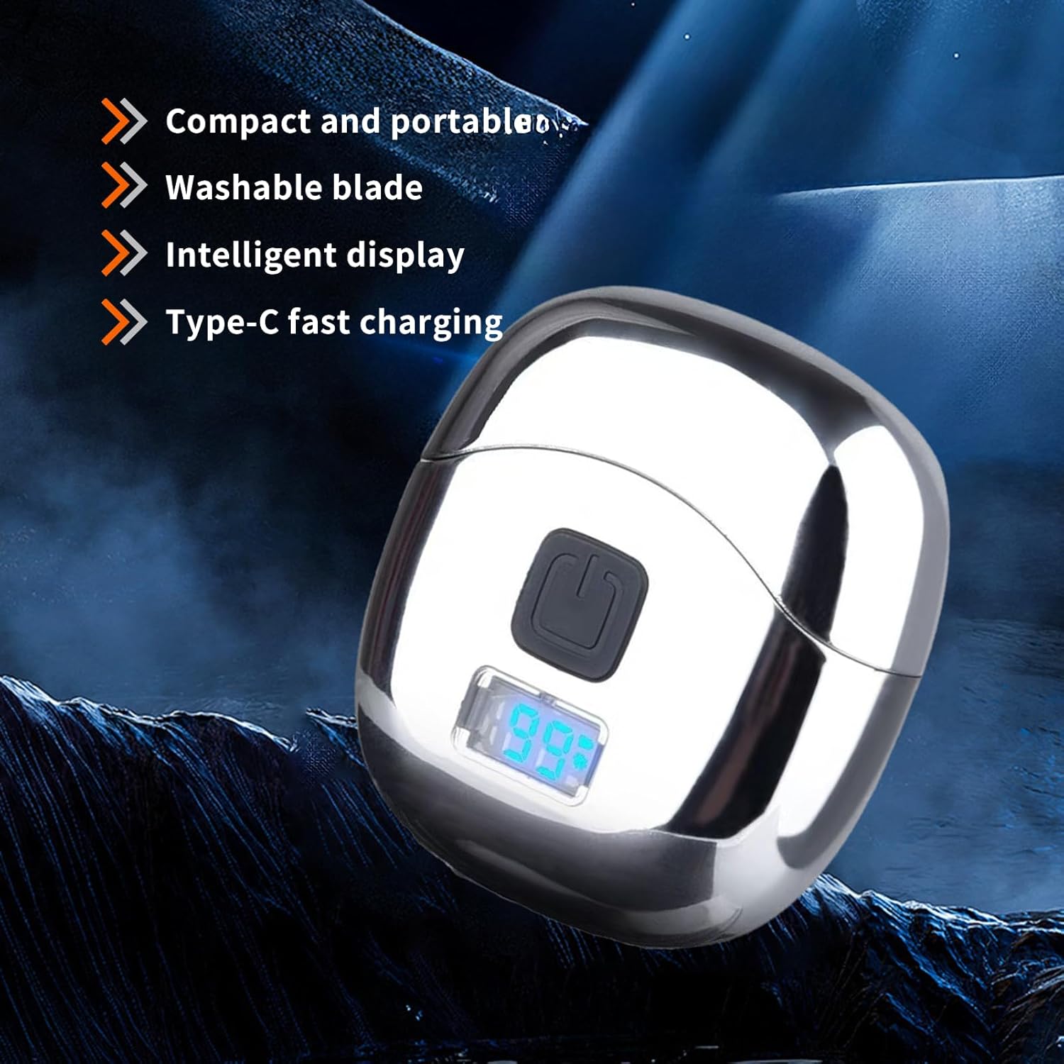 Pocket Shaver for Men, Small Electric Razor for Travel and Car, Double Track Cutter, Type-C Rechargeable, Washable Head Mini Shaver with LED Display - Image 2
